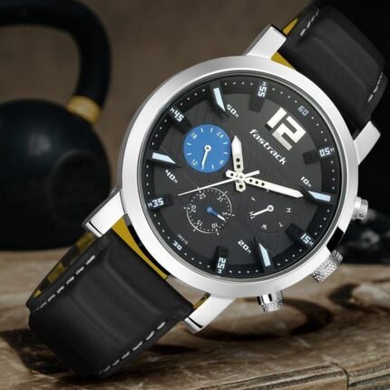 Fastrack NS3227SL01 Fastfit Quartz Multifunction Black Dial Leather Strap Watch | MNK SHOP