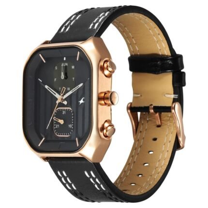 Fastrack 3270WL01 Fleek Quartz Multifunction Black Dial Leather Strap Watch | MNK SHOP