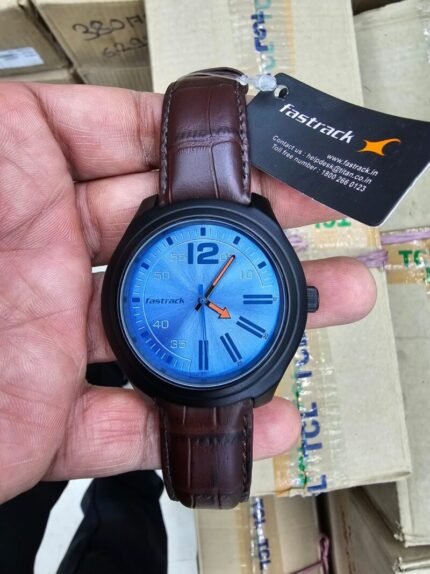 Fastrack NP3198AL02 Road Trip Quartz Analog Blue Dial Leather Strap Watch | MNK SHOP
