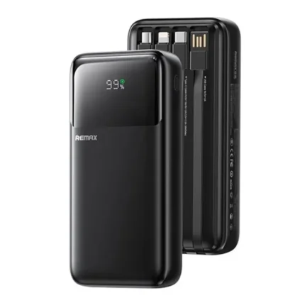REMAX FCP-2 20000mAh Power Bank with 4 Built-in Cables – Black | MNK SHOP