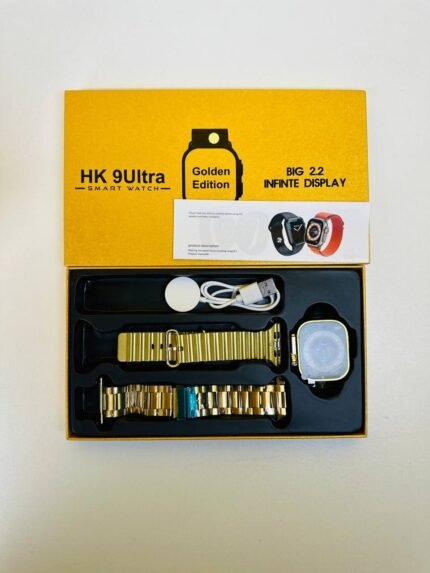 HK 9Ultra Smartwatch Golden Edition (Dual Straps) – Gold Color | MNK SHOP