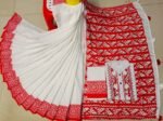 Half silk screen print saree with blause pcs | হাফ সিল্ক শাড়ি । MNK SHOP - Image 3