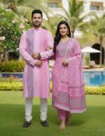 Exclusive Embroidery Panjabi Three Piece Couple Set Outfit | এক্সক্লুসিভ এমব্রয়ডারি কাপলদের স্টাইল আউটফিট । MNK SHOP - Image 7