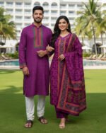 Royal Luxury Dubai Silk Block Print Three Piece Selection | রয়েল লাক্সারি দুবাই সিল্ক ক্যাজুয়াল থ্রি পিস সিলেকশন । MNK SHOP - Image 7