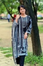 Casual Digital Print Three Piece, ক্যাজুয়াল ওয়্যার ডিজিটাল প্রিন্ট থ্রি পিস। MNK SHOP