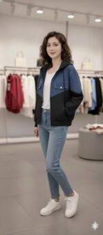 Trendy Ladies Denim Jacket, ট্রেন্ডি লেডিস ডেনিম জ্যাকেট। MNK SHOP