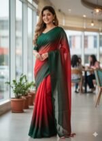 Stylish Chanderi Silk Saree, স্টাইলিশ চান্দেরি সিল্ক শাড়ি। MNK SHOP - Image 2
