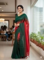 Stylish Chanderi Silk Saree, স্টাইলিশ চান্দেরি সিল্ক শাড়ি। MNK SHOP - Image 3