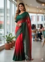 Stylish Chanderi Silk Saree, স্টাইলিশ চান্দেরি সিল্ক শাড়ি। MNK SHOP - Image 2