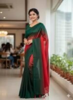 Stylish Chanderi Silk Saree, স্টাইলিশ চান্দেরি সিল্ক শাড়ি। MNK SHOP - Image 3