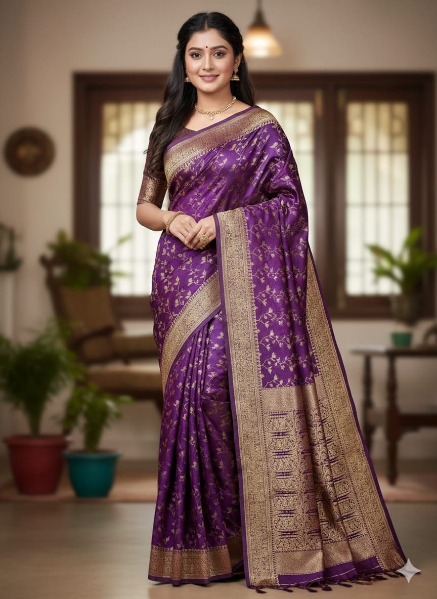 1765541364_L_5 Soft Kashmeri Katan Saree, নরম কাশমেরি কাতান শাড়ি। MNK SHOP - Image 1