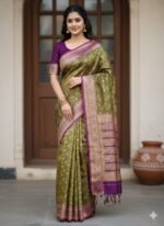 Premium Kashmeri Katan Saree, প্রিমিয়াম কাশমেরি কাতান শাড়ি। MNK SHOP - Image 4