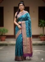 Stylish Kashmeri Katan Saree, স্টাইলিশ কাশমেরি কাতান শাড়ি। MNK SHOP - Image 4