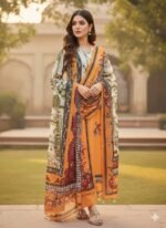 Modern Ready Made Pure Dubai Silk Digital Print Three Piece, মডার্ন রেডি মেড পিওর দুবাই সিল্ক ডিজিটাল প্রিন্ট থ্রি পিস। MNK SHOP - Image 5