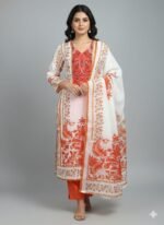 Modern Ready Made Pure Dubai Silk Digital Print Three Piece, মডার্ন রেডি মেড পিওর দুবাই সিল্ক ডিজিটাল প্রিন্ট থ্রি পিস। MNK SHOP - Image 3