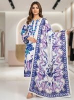 Comfortable Ready Made Pure Dubai Silk Digital Print Three Piece, আরামদায়ক রেডি মেড পিওর দুবাই সিল্ক ডিজিটাল প্রিন্ট থ্রি পিস। MNK SHOP - Image 5