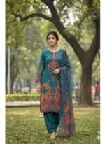 Luxury Ready Made Pure Dubai Silk Digital Print Three Piece, লাক্সারি রেডি মেড পিওর দুবাই সিল্ক ডিজিটাল প্রিন্ট থ্রি পিস। MNK SHOP - Image 4