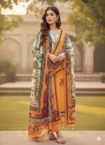 Luxury Ready Made Pure Dubai Silk Digital Print Three Piece, লাক্সারি রেডি মেড পিওর দুবাই সিল্ক ডিজিটাল প্রিন্ট থ্রি পিস। MNK SHOP - Image 7