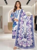 Luxury Ready Made Pure Dubai Silk Digital Print Three Piece, লাক্সারি রেডি মেড পিওর দুবাই সিল্ক ডিজিটাল প্রিন্ট থ্রি পিস। MNK SHOP