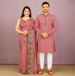Royal Heritage Style Eid Special Couple Saree Panjabi Combo | রয়েল হেরিটেজ স্টাইল ঈদের কাপল ড্রেস । MNK SHOP - Image 6