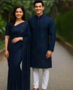 Premium Handcrafted Work Eid Special Couple Saree Panjabi Combo | প্রিমিয়াম হাতের কাজ স্টাইলিশ শাড়ি পাঞ্জাবি । MNK SHOP - Image 2