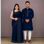 Premium Handcrafted Work Eid Special Couple Saree Panjabi Combo | প্রিমিয়াম হাতের কাজ স্টাইলিশ শাড়ি পাঞ্জাবি । MNK SHOP - Image 4