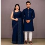 Vibrant Color Contrast Eid Special Couple Saree Panjabi Combo | চমৎকার কালার কম্বিনেশন ঈদ স্পেশাল কাপল ড্রেস । MNK SHOP - Image 10