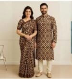 Vibrant Color Contrast Eid Special Couple Saree Panjabi Combo | চমৎকার কালার কম্বিনেশন ঈদ স্পেশাল কাপল ড্রেস । MNK SHOP - Image 11