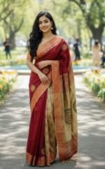 Traditional Weaving Premium Dhupiyan Silk Saree | ঐতিহ্যবাহী বুনন স্টাইলিশ ধুপিয়ান সিল্ক । MNK SHOP - Image 2