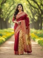 Traditional Weaving Premium Dhupiyan Silk Saree | ঐতিহ্যবাহী বুনন স্টাইলিশ ধুপিয়ান সিল্ক । MNK SHOP - Image 3