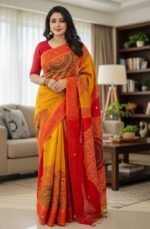 Chic Festive Look Premium Dhupiyan Silk Saree Wear | স্টাইলিশ ফেস্টিভ লুক আকর্ষণীয় ধুপিয়ান সিল্ক ওয়্যার । MNK SHOP - Image 10