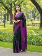 Chic Festive Look Premium Dhupiyan Silk Saree Wear | স্টাইলিশ ফেস্টিভ লুক আকর্ষণীয় ধুপিয়ান সিল্ক ওয়্যার । MNK SHOP - Image 3