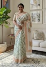Rich Benaroshi Texture Half Silk Saree | অভিজাত বেনারসী টেক্সচার সুন্দর হাফ সিল্ক শাড়ি । MNK SHOP - Image 6
