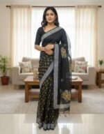 Rich Benaroshi Texture Half Silk Saree | অভিজাত বেনারসী টেক্সচার সুন্দর হাফ সিল্ক শাড়ি । MNK SHOP - Image 9