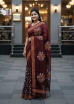 Rich Benaroshi Texture Half Silk Saree | অভিজাত বেনারসী টেক্সচার সুন্দর হাফ সিল্ক শাড়ি । MNK SHOP - Image 3