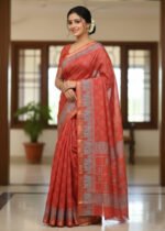 Designer Blouse Match Kaftan Silk Saree | ডিজাইনার ব্লাউজ ম্যাচিং স্টাইলিশ সিল্ক শাড়ি । MNK SHOP - Image 4
