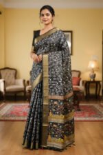 Exclusive Block Print Kaftan Silk Saree | এক্সক্লুসিভ ব্লক প্রিন্ট ট্রেন্ডি কফতান শাড়ি । MNK SHOP - Image 3