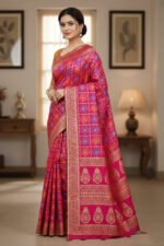 Exclusive Block Print Kaftan Silk Saree | এক্সক্লুসিভ ব্লক প্রিন্ট ট্রেন্ডি কফতান শাড়ি । MNK SHOP - Image 4