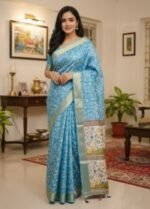 Deluxe Premium Quality Kaftan Silk Saree | ডেলুক্স প্রিমিয়াম কোয়ালিটি আধুনিক কফতান শাড়ি । MNK SHOP - Image 4