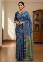 Deluxe Premium Quality Kaftan Silk Saree | ডেলুক্স প্রিমিয়াম কোয়ালিটি আধুনিক কফতান শাড়ি । MNK SHOP - Image 5