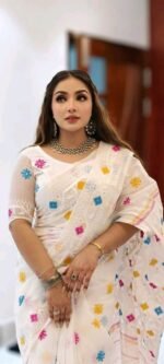 Exclusive Block Half Silk Jamdani Print Saree | এক্সক্লুসিভ ব্লক ট্রেন্ডি জামদানি প্রিন্ট । MNK SHOP - Image 2