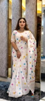 Exclusive Block Half Silk Jamdani Print Saree | এক্সক্লুসিভ ব্লক ট্রেন্ডি জামদানি প্রিন্ট । MNK SHOP