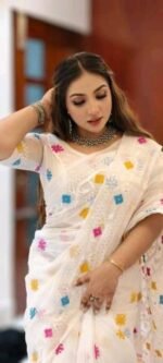 Traditional Weaving Half Silk Jamdani Print Saree | ঐতিহ্যবাহী সিল্ক বুনন স্টাইলিশ জামদানি শাড়ি । MNK SHOP