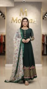 Stylish Modern Jorjet Embroidery Party Dress | স্টাইলিশ আধুনিক প্রিমিয়াম জর্জেট ড্রেস । MNK SHOP