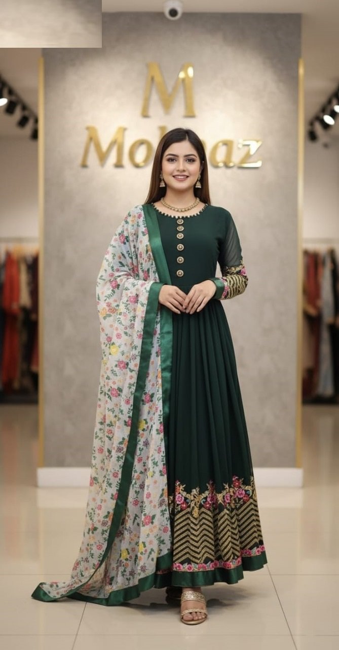 1771853971_L_3 Stylish Modern Jorjet Embroidery Party Dress | স্টাইলিশ আধুনিক প্রিমিয়াম জর্জেট ড্রেস । MNK SHOP - Image 1