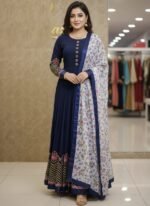 Stylish Modern Jorjet Embroidery Party Dress | স্টাইলিশ আধুনিক প্রিমিয়াম জর্জেট ড্রেস । MNK SHOP - Image 3