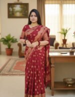 Exclusive Block Japani Silk Skin Print Saree with Blouse Piece | এক্সক্লুসিভ ব্লক স্কিন প্রিন্ট শাড়ি । MNK SHOP - Image 4
