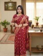 Traditional Weaving Japani Silk Skin Print Saree with Blouse Piece | ঐতিহ্যবাহী বুনন স্টাইলিশ জাপানি সিল্ক শাড়ি । MNK SHOP - Image 4
