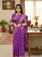 Traditional Weaving Japani Silk Skin Print Saree with Blouse Piece | ঐতিহ্যবাহী বুনন স্টাইলিশ জাপানি সিল্ক শাড়ি । MNK SHOP - Image 2