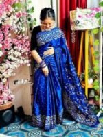 Rich Benaroshi Texture Japani Silk Skin Print Saree with Blouse Piece | অভিজাত বেনারসী টেক্সচার ট্রেন্ডি সিল্ক শাড়ি । MNK SHOP - Image 5